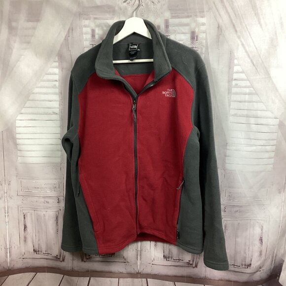 The North Face Fleece Zip Up Red Gray M - Picture 8 of 8
